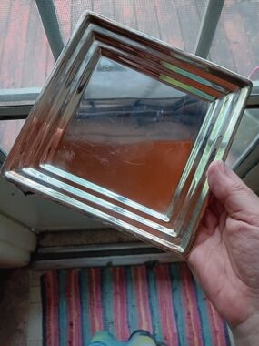 White Barn Silver Square Decorative Candle Holder Dish